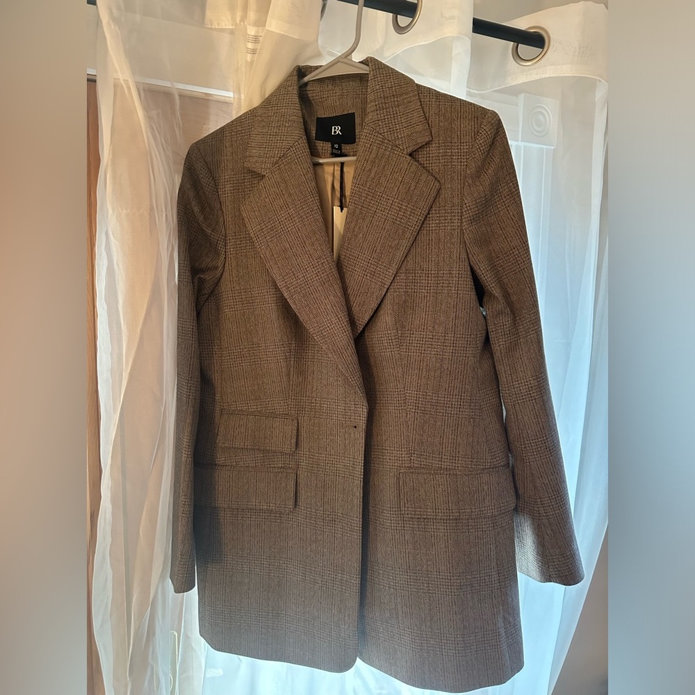 Banana Republic Lido Sculpted Italian Wool Blazer - downtown plaid